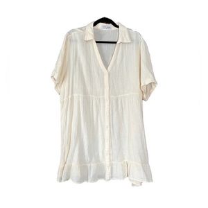 NWOT Kate Kasin cream button down mini dress size 2XL